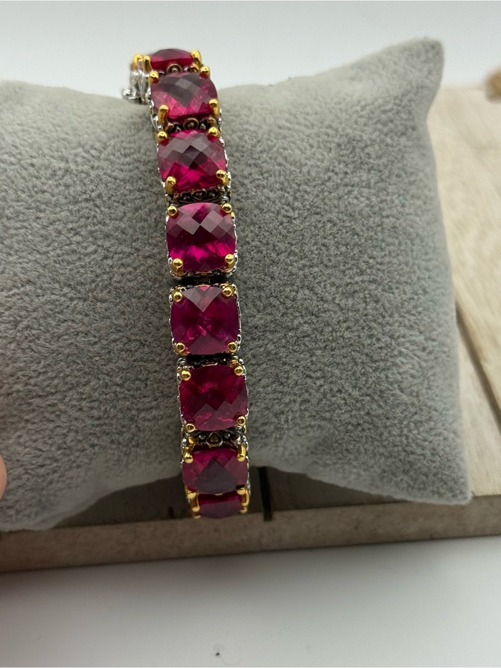 Park Lane Signature ruby CZ Line Tennis Link Bracelet - Picture 3 of 11